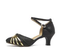 JUODVMP Chaussures de Danse Standard pour Femmes à Bout fermé pour Danser la Salsa en Amérique Latine Noir 3.5cm Modèle DYN08,36 EU