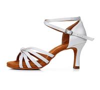 JUODVMP Femmes Chaussures de Danse Latine Satin Bout Ouvert Dames Salle de Bal Salsa Chaussures de Danse Modèle LP1217,38 EU