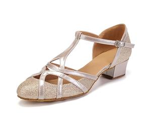 JUODVMP Femmes Sangle en T Chaussures De Danse Latine Salsa Bout Fermé Tango Moderne Cha-cha De Salon Modèle De Fête De Mariage Talon Bas 3cm Modèle 070-C,40 EU