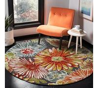 juofbwas Rond Tapis Salon Tapis Grande Taille de Chambre Adulte à Poils Ras Chambre Tapis Grande Fleur Pastorale Rétro Orange, Ø200cm