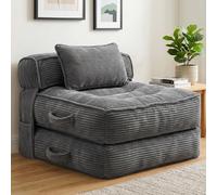 JUOIFIP Canapé-Lit Pliable 1 Place, Fauteuil Convertible avec Oreillers | et Support Dorsal, Canapé de Sol Pliant, Lit d’Appoint Portable pour Salon, Chambre, Appartement, Gris
