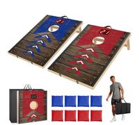 JUOIFIP Ensemble de Jeu de Cornhole Pliable 90x60 cm amélioré avec système de pointage, 8 Sacs de fèves et Sac de Transport pour l'extérieur, la pelouse, la Plage, Jeu de Camping 2 en 1