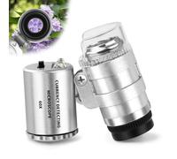 JUOIFIP Loupe de bijoutier 60X avec lumière - Mini microscope de poche - Loupe en pierres précieuses avec lumière LED/UV - Loupe grossissante - Trichome pour travail étroit, bijoux, pièces de monnaie,