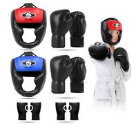 JUOIFIP Protection de la Tête, Casque de Boxe Réglable pour Enfants, Arts Martiaux, Muay Thai, Kickboxing, Karaté et Combat Libre
