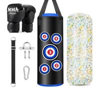 JUOIFIP Sac de Frappe Enfants 2ft, Rempli Anti Balançoire Lourd Boxe Punch Bag avec Gants Kit pour Muay Thaï MMA Arts Martiaux Sparring Punching Kickboxing D’entraînement, Domicile Gym Fitness