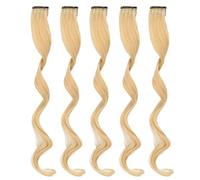 JUOPZKENN 5 Pièces Extensions de Cheveux Colorés, Clip de Postiche Coloré pour Extension de Cheveux Faits Saillants Clip dans Les Extensions de Cheveux Synthétiques pour la Fête(lin doré)