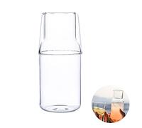 JUOPZKENN Ensemble de carafe à eau de chevet avec verre, carafe à eau de nuit avec verre, carafe de chevet avec gobelet, carafe à jus en verre transparent pour chambre à coucher, cuisine (500 ml)