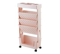 JUOPZKENN Étagère de Rangement pour Livres à 5 Niveaux, étagère Mobile Capacité Multicouche Rotative Amovible en Plastique Pratique étagère D'organisation Roulante avec étagères à roulettes(Rose)