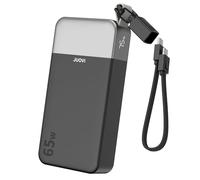 JUOVI Batterie Externe 65W 20000mAh USB-C Charge Rapide | Charge rapide 65W, câble USB-C intégré, recharge 4 appareils, écran LED, compatible MacBook, iPhone, Samsung et plus