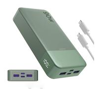 JUOVI Batterie Externe 90W pour PC Portable 20000mAh, Chargeur Portable Power Bank Charge Rapide avec 2 USB-C et 2 USB-A, Batterie Portable pour MacBook iPhone 17/16/15 Series, Galaxy (Vert)