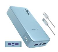 JUOVI Chargeur portable PD3.0 QC4.0 20 000 mAh 45 W Charge rapide avec écran LED, 2 USB-C, 2 USB-A, pour iPhone 15 14 13, MacBook, Galaxy, iPad, et plus (bleu)