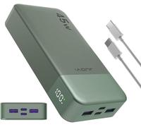 JUOVI Power Bank 20000 mAh avec Charge Rapide 45 W 4 Ports PD et QC Charge USB C et Affichage LED Compatible avec Samsung iPhone 16 15 Pro et Ordinateurs Portables (Vert)