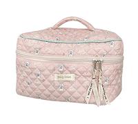Juoxeepy Grande Trousse de Maquillage en Coton matelassé pour Voyage, Trousse de Toilette Florale, A - Rose, 10x5.9x5.3in