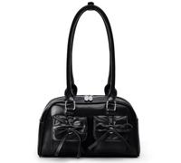 Juoxeepy Ita Bag Y2k Sac à main à bandoulière japonais en similicuir avec nœud Rouge, noir