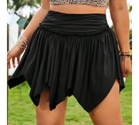 Jupe à ourlet asymétrique plissée de style Wasteland pour femmes grandes tailles pour festivals de musique 0XL,1XL,2XL,3XL,4XL,5XLUnicoloreTissu tricoté