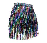 Jupe à paillettes multicolore pour femme avec franges, jupe à franges, jupe à franges, jupe à franges avec short, écharpe sexy, écharpe de hanche, jupe de danse du ventre, jupon, vêtement festif pour