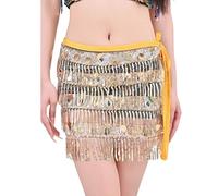 Jupe à paillettes pour femme - Jupe à paillettes sexy - Robe de soirée - Clubwear - Nouvel An - Mini jupe crayon - Jupe de fête - Hip Hop Y2k - Jupe portefeuille pour carnaval et fête, jaune, taille