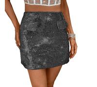 Jupe à paillettes pour femme - Jupe courte à paillettes - Taille élastique - Tenue de fête - Jupe enveloppante - Costume de carnaval - Jupe midi scintillante - Jupe crayon sexy - Jupe de cocktail