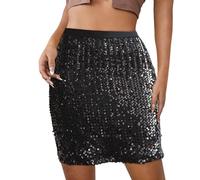 Jupe à paillettes pour femme - Mini jupe sexy à paillettes - Taille élastique - Jupe à paillettes - Pour la nuit, le carnaval, le Nouvel An - Jupe crayon moulante - Pour soirée dansante - Club, 01