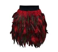 Jupe à plumes pour femme - Costume de paon asymétrique rétro - Mini jupe en tulle colorée - Robe de danse - Demi-corps - Robe de bal - Costume de corbeau - Danse - Performance - Festival - Tenue de