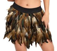 Jupe à plumes pour femme - Costume de paon asymétrique rétro - Mini jupe en tulle colorée - Robe de danse - Demi-corps - Robe de bal - Costume de corbeau - Danse - Performance - Festival - Tenue de