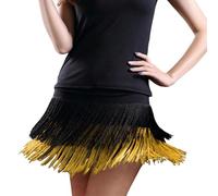 Jupe à pompons pour femme - Cha Cha - Carré - Tenue d'entraînement - Demi-jupe de performance, jaune, 5XL