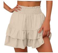 Jupe à volants pour femme - Taille haute - Jupe à volants - Short d'été ample - Jupe courte décontractée - Jupe courte élastique - Coupe trapèze fluide - Mini jupe de plage, fête, vacances, voyage