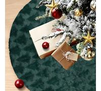 Jupe Arbre de Noël, ZoneYan Christmas Tree Skirt, 122cm/48in Couvre-Pied de Sapin, Tapis d'arbre de Noël, Blanc Peluche Neige Décorations d'arbre (Vert)