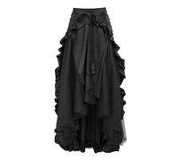 Jupe asymétrique en dentelle noire victorienne gothique pour femme - Jupe steampunk médiévale - Longue jupe punk vintage - Jupe longue Renaissance - Costume de cosplay - Robe de fête, A2 noir., XXXL