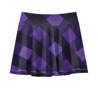 Jupe athlétique à motif vichy violet foncé avec short intégré pour petite fille, Vichy violet foncé, 11-12 Ans
