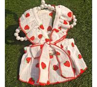 Jupe avec nœud en forme de fraise crème pour petit chien, ours en peluche, chien de Poméranie (jupe en fil blanc crème)