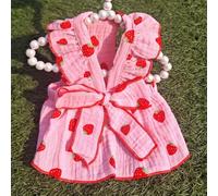 Jupe avec nœud en forme de fraise pour petit chien, ours en peluche, chien de Poméranie, chat (jupe en fil rose crème)