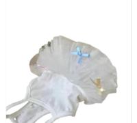 Jupe ballerine à nœud avec bretelles printemps et été pour animal de compagnie chat chien fille jupe tutu mignonne bichon maltais robe tutu pour petit chien (blanc, XS)