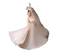 Jupe Big Swing Jupe Longue de Danse du Ventre for Femme, en Mousseline Soie, for Ballet, Grande balançoire, 720 degrés, Costume(Beige 540 Degree,95cm)