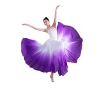 Jupe Big Swing Jupes de danse classique for femmes, costume d'entraînement, dégradé de 720 degrés, gaze en mousseline de soie, robe de performance élégante, demi-robe de style chinois Pour Danse(Purpl