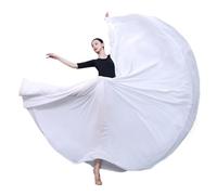 Jupe Big Swing Vêtements de danse classique for femmes, jupe longue élégante à 720 degrés, grande balançoire, danseuse professionnelle moderne, performance, pratique, en fil(WHITE,540D 90cm 159-164CM)