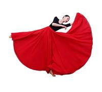 Jupe Big Swing Vêtements de danse classique for femmes, jupe longue élégante à 720 degrés, grande balançoire, danseuse professionnelle moderne, performance, pratique, en fil(Red,360D 90cm 159-164CM)