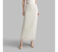 Jupe blanche à pompons et plumes pour femme, design haut de gamme, quatre saisons, élégante pour le Nouvel An et les fêtes, simple et à la mode, idéale pour les déplacements urbains. L,M,S,XL,XS,XXL,X