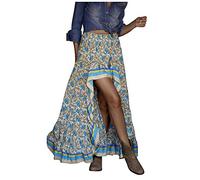 Jupe Blanche Femme - Imprimer High Women Ruffle Long Hem Boho Swing Low Split Side Maxi Floral Jupe Jupe
