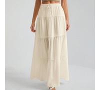 Jupe blanche tissée pour femmes avec grand ourlet et doublure blanche, convient pour les vacances et les sorties, pour femmes grandes Tall XS,Tall S,Tall M,Tall L,Tall XLUnicoloreTissu tissé