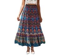 Jupe Boheme Femme Grande Taille, Jupe Longue Florale-Jupe Femme Vintage Chic et Elegant PlisséE Taille Haute élastique Chic Et Elegant Basic Loisirs Ample Confortable Ete Jupes Vacances Plage
