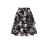 Jupe Boheme Femme Taille Élastique- Jupe Ete Imprimé Florale Évasé Volants Superposés Trapèze Chic Et Elegant Décontracté D'été Fluide Léger Comfortable Tous Les Jours De Plage Skirt