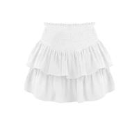 Jupe Boheme Femme Taille Haute- Jupe Short Volants Irrégulière Tutu avec Doublure Taille Élastique Élasticité Double Couche Y2K Décontracté Mini Skirt Streetwear Chic Couleur Unie