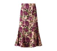 Jupe Boheme Femme Vintage- Jupe Portefeuille Taille Haute Imprimé Fleurs Décontracté Chic Et Élégants Coupe Slim Ourlet Fluide Confortable Passe-Partout Tempérament Automne Vacances Skirts