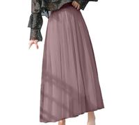 Jupe bouffante en maille triple couleur unie pour femme, café, Taille unique
