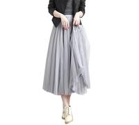 Jupe bouffante en maille triple couleur unie pour femme, gris, Taille unique