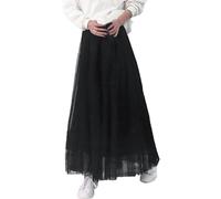 Jupe bouffante en maille triple couleur unie pour femme, Noir , Taille unique