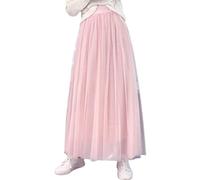 Jupe bouffante en maille triple couleur unie pour femme, rose, Taille unique