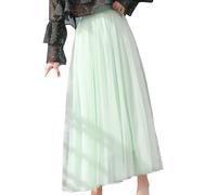 Jupe bouffante en maille triple couleur unie pour femme, vert menthe, Taille unique