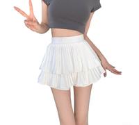 Jupe bouffante taille haute pour femme avec plis texturés et silhouette décontractée pour un style quotidien sans effort (L blanc)